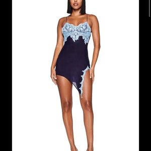 I.AM.GIA Navy and Light Blue Lace Mini Dress